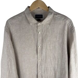 Charles Tyrwhitt Mens XL Classic Fit Linen Long Sleeve Button Down Shirt Natural